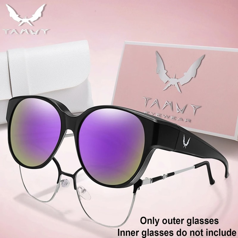 Over Glasses UV Protection Round Sunglasses With Box Cover For Myopia Eyeglasses Unisex Outdoor Sha 9