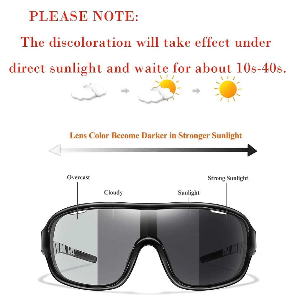 Photochromic Windproof Cycling Sunglasses For Men And Women Outdoor Road Sports Goggles 2