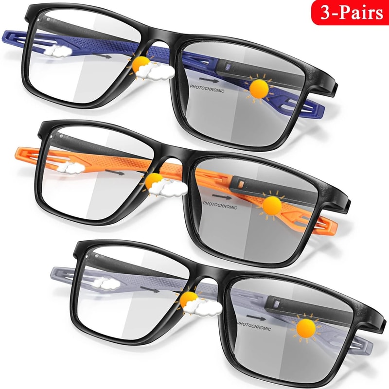 Photochromic Reading Glasses Set With Blue Light Protection 3 Pairs 0