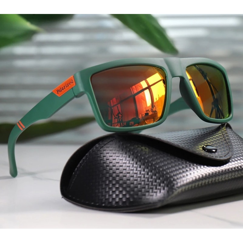 Polarized Square Fishing Sunglasses With UV400 Protection And Case 0