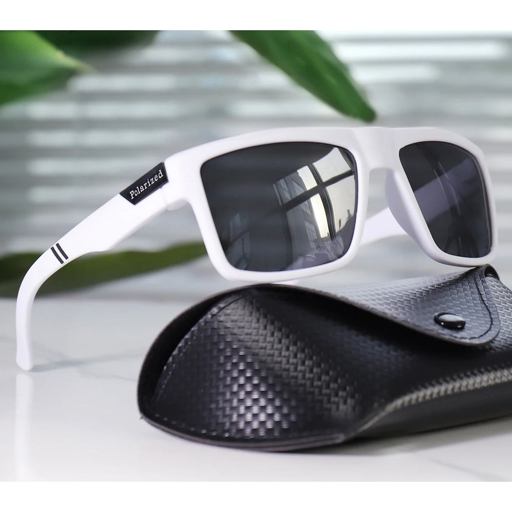 Polarized Square Fishing Sunglasses With UV400 Protection And Case 6