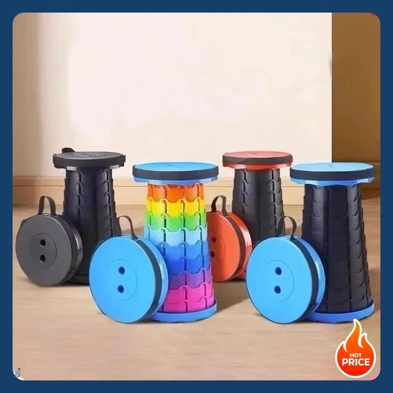 Rainbow Telescopic Folding Stool With Adjustable Height 1