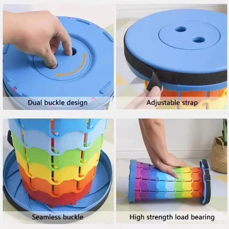 Rainbow Telescopic Folding Stool With Adjustable Height 4