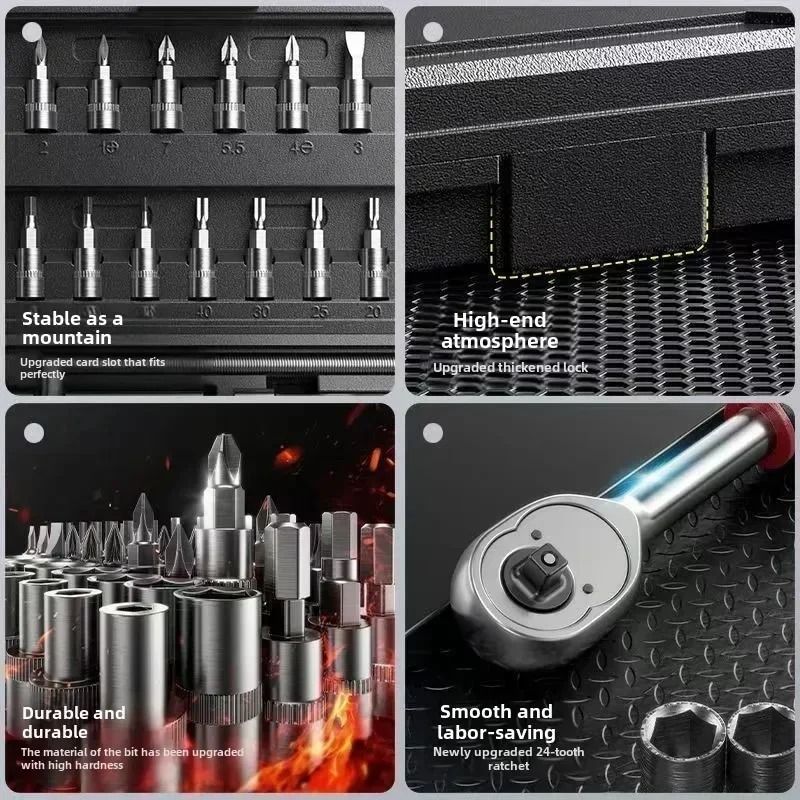 46 Piece Socket And Ratchet Tool Kit For Car And Motorcycle Repair 1