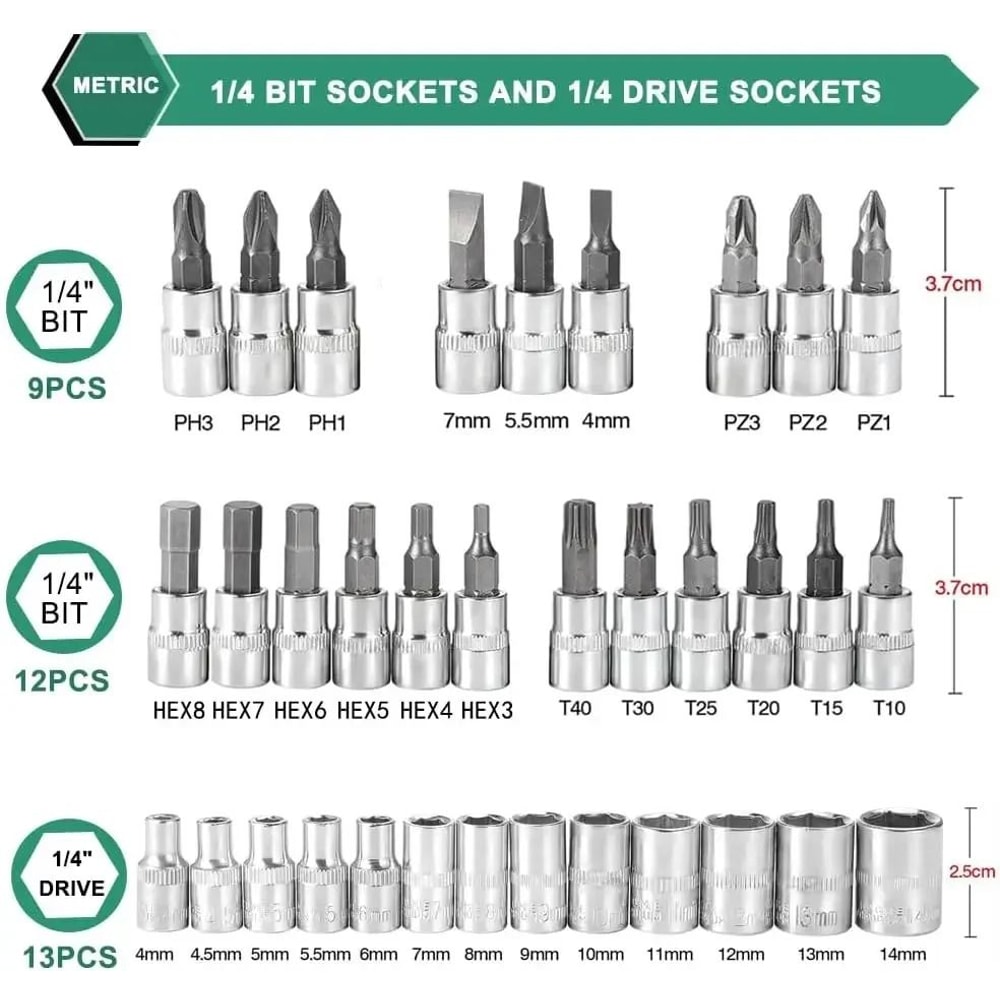 46 Piece Socket Ratchet Wrench Set With Bit Sockets And Extension Bar 3