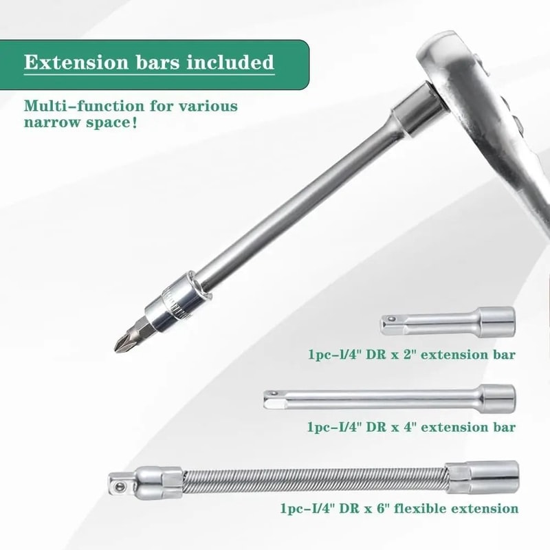 46 Piece Socket Ratchet Wrench Set With Bit Sockets And Extension Bar 5