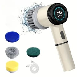 electric cleaning brush with led display and multiple brush heads