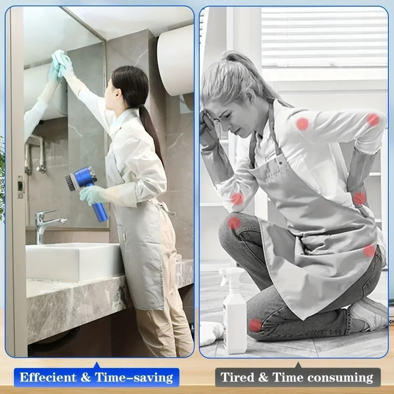 Electric Cleaning Brush With LED Display And Multiple Brush Heads 5