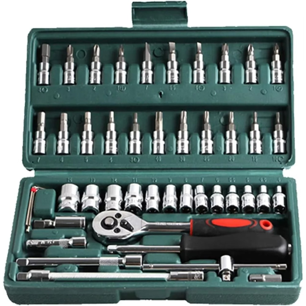 Portable 46 Piece Socket Ratchet Wrench Set For Home And Garage 7