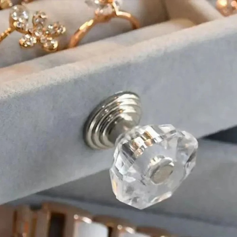 Velvet Acrylic Jewelry Organizer With 3 Drawers In Grey 2