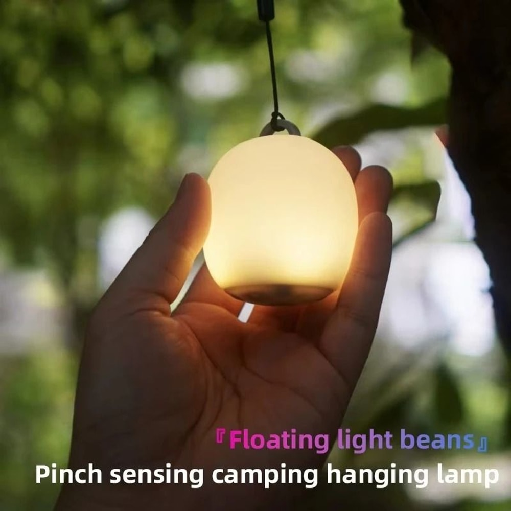 Rechargeable Egg Shaped Camping Light Soft Silicone Pinch Control Lamp 0