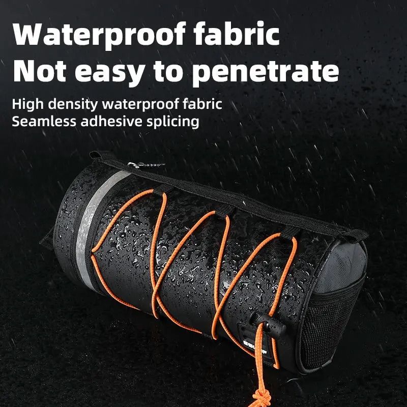 Large Capacity Bicycle Handlebar Bag Rainproof Front Tube Storage With Reflective Trim 2