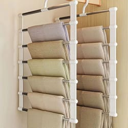 multi layer pants hanger non slip folding closet organizer with clips