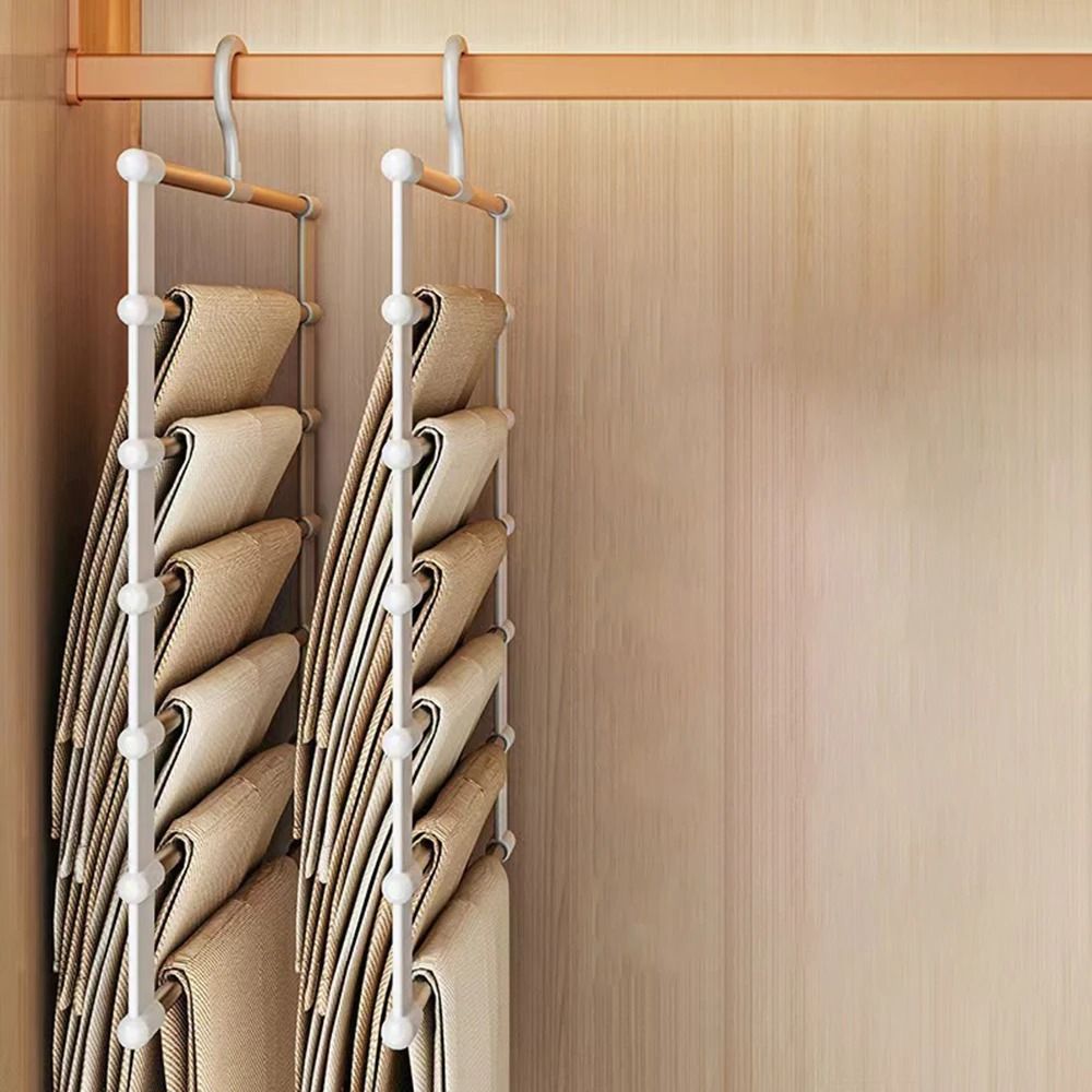 Multi Layer Pants Hanger Non Slip Folding Closet Organizer With Clips 1