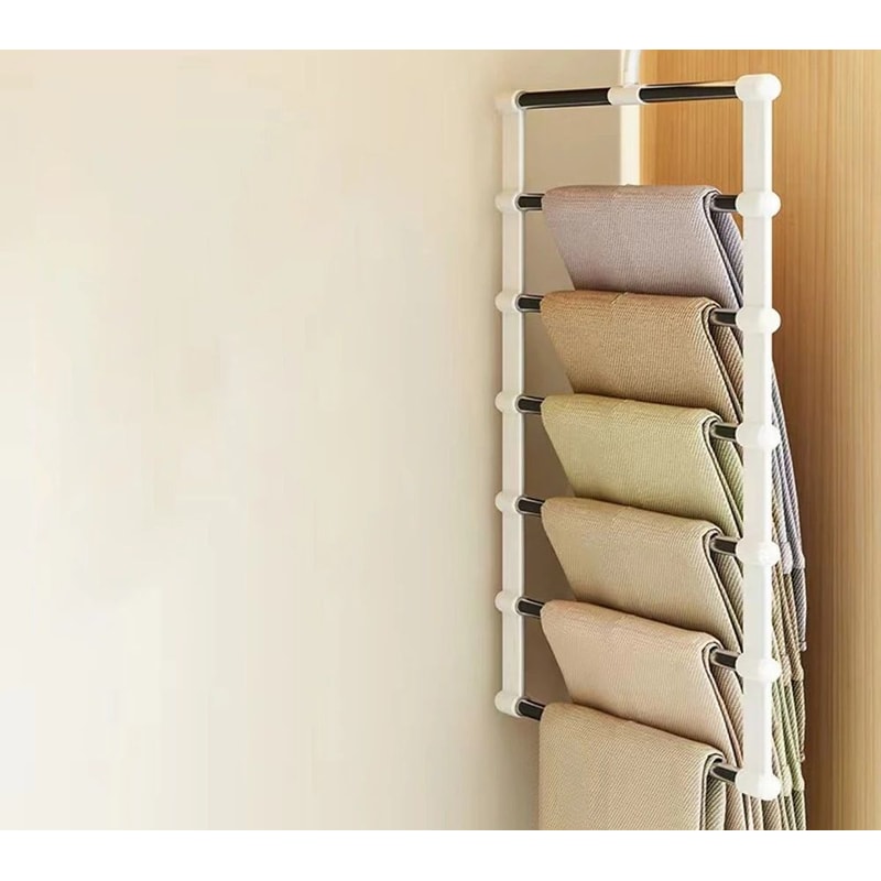 Multi Layer Pants Hanger Non Slip Folding Closet Organizer With Clips 3
