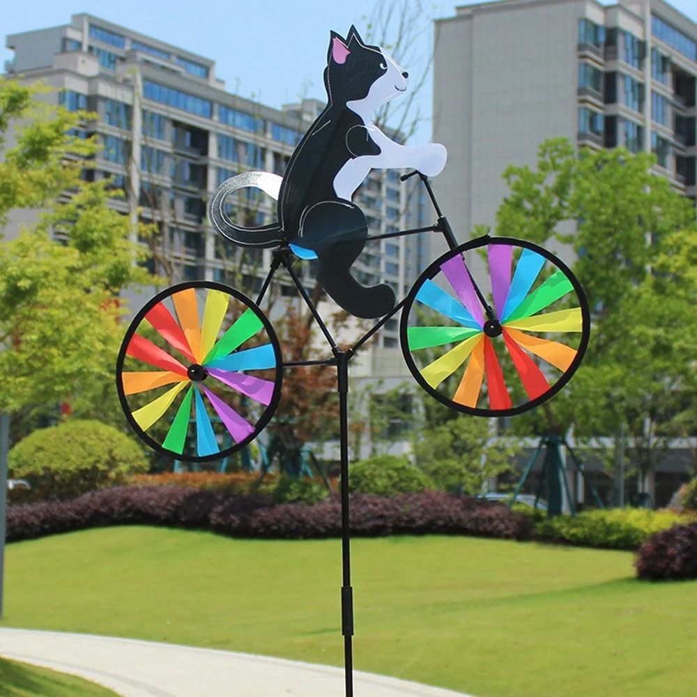 Cartoon Animal Bicycle Wind Spinner Garden Stake Outdoor Yard Decoration 1