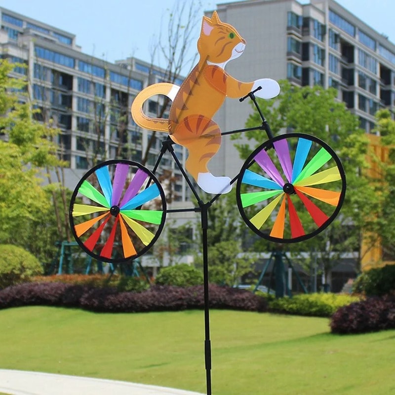 Cartoon Animal Bicycle Wind Spinner Garden Stake Outdoor Yard Decoration 2