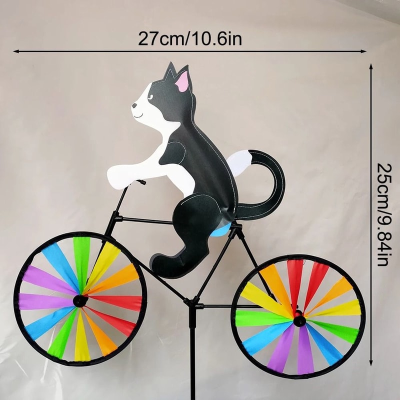 Cartoon Animal Bicycle Wind Spinner Garden Stake Outdoor Yard Decoration 5