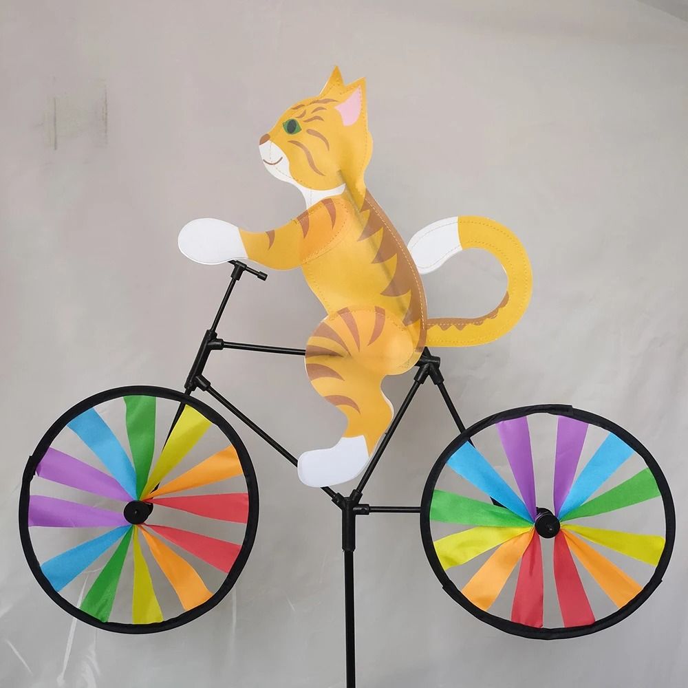 Cartoon Animal Bicycle Wind Spinner Garden Stake Outdoor Yard Decoration 6