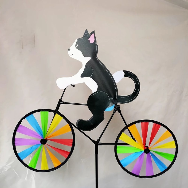 Cartoon Animal Bicycle Wind Spinner Garden Stake Outdoor Yard Decoration 7