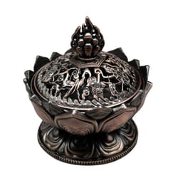lotus flower incense burner brass style buddhist decor mini metal censer