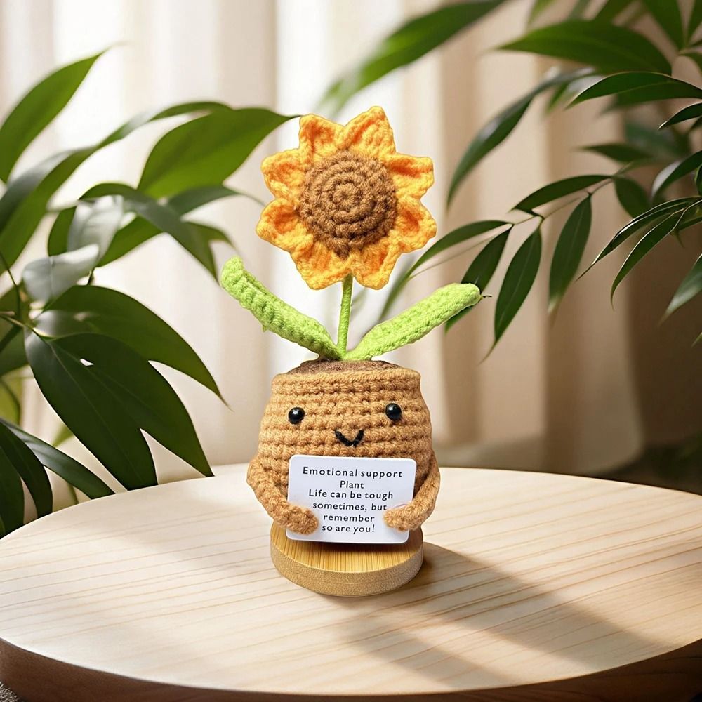 Handwoven Heart Flower Pocket Hug Doll Positive Card Desktop Gift Ornament 1