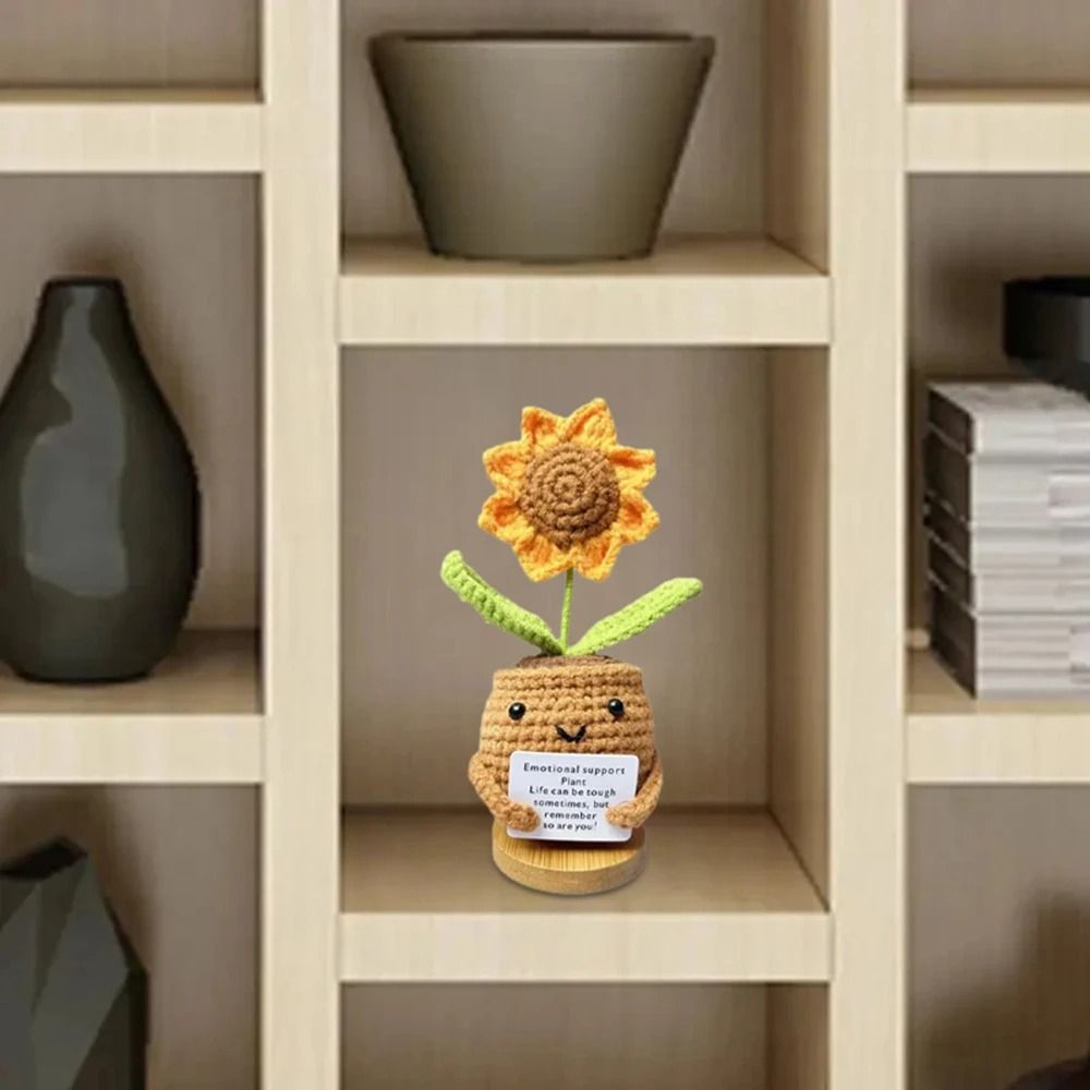 Handwoven Heart Flower Pocket Hug Doll Positive Card Desktop Gift Ornament 2