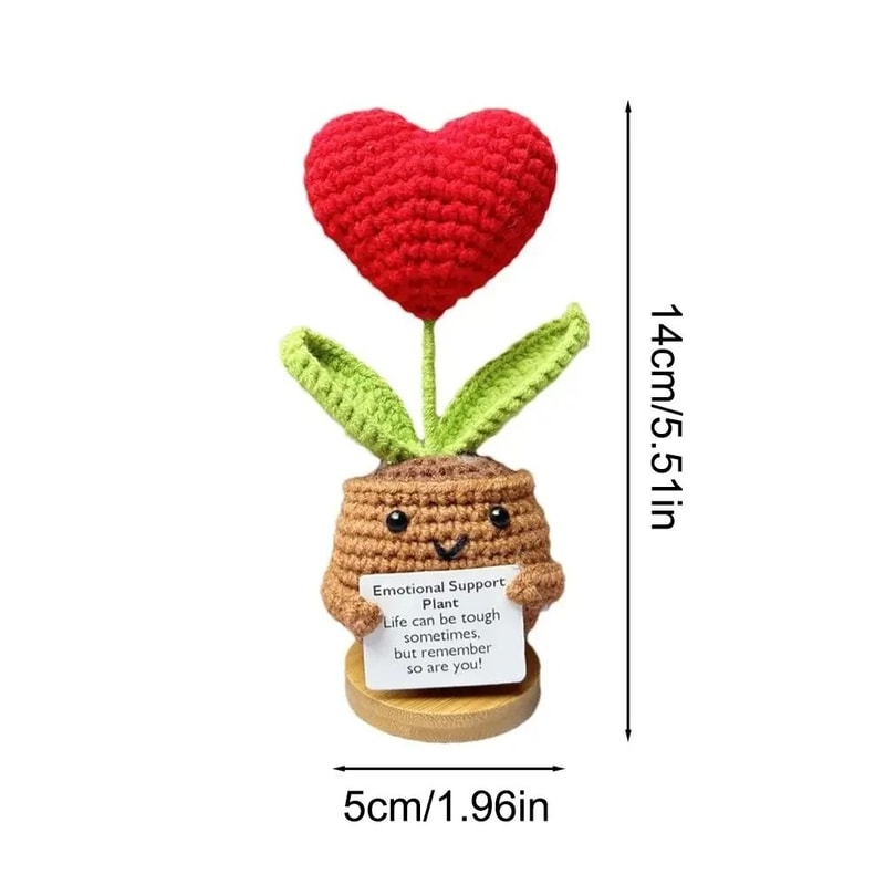 Handwoven Heart Flower Pocket Hug Doll Positive Card Desktop Gift Ornament 5