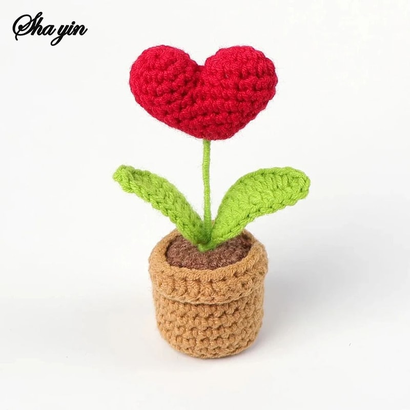 Handwoven Heart Flower Pocket Hug Doll Positive Card Desktop Gift Ornament 6