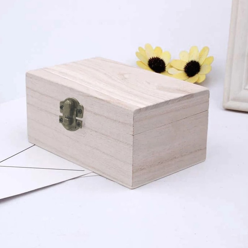 Plain Wooden Storage Box Hinged Craft Gift Box With Latch 9