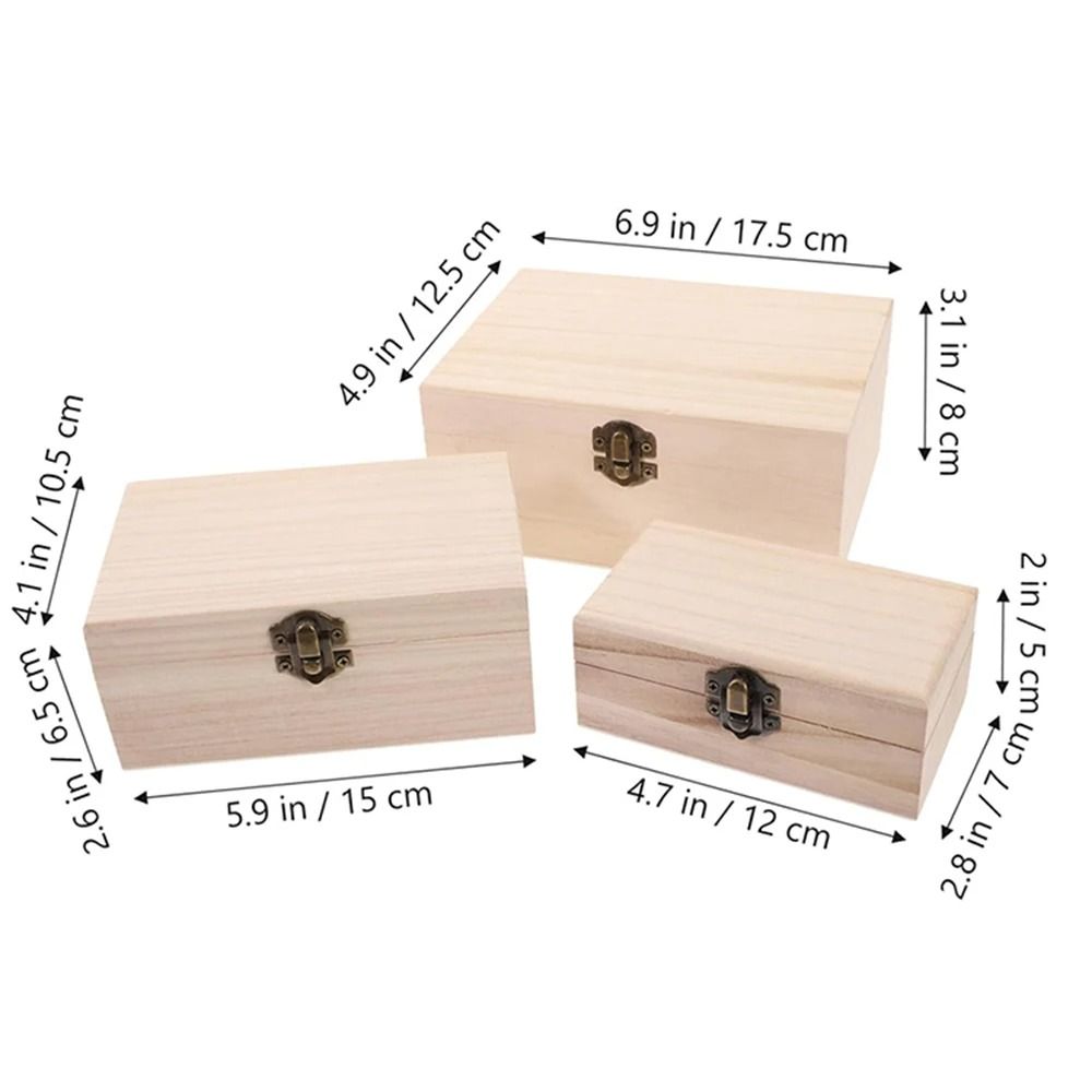 Plain Wooden Storage Box Hinged Craft Gift Box With Latch 1