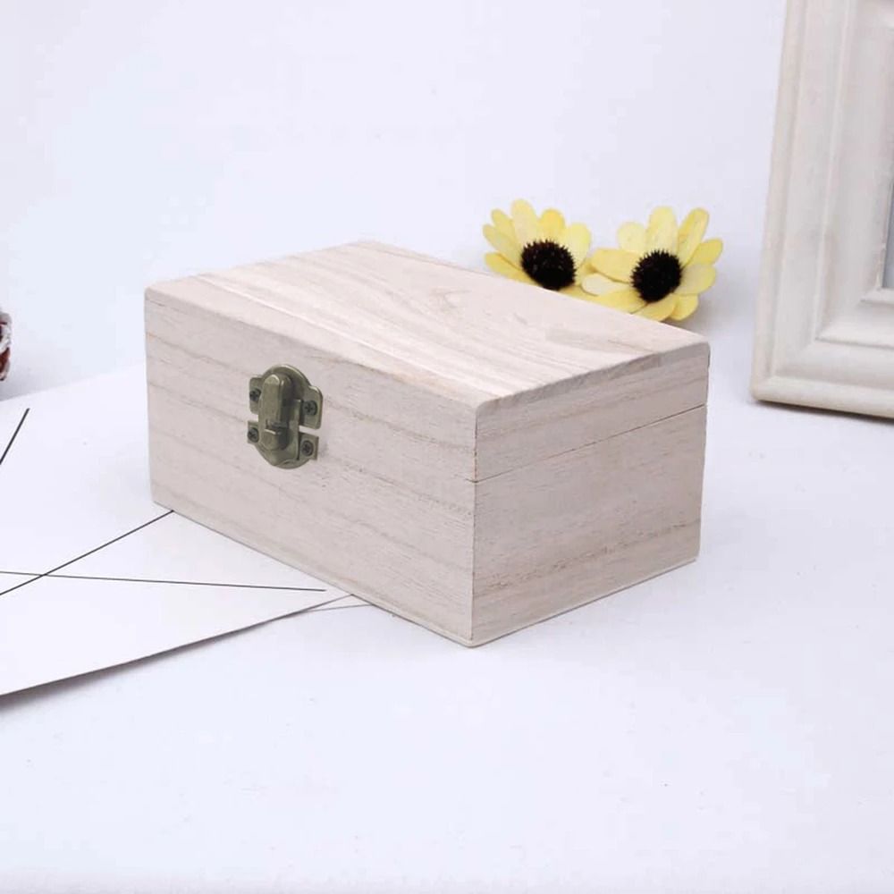 Plain Wooden Storage Box Hinged Craft Gift Box With Latch 7