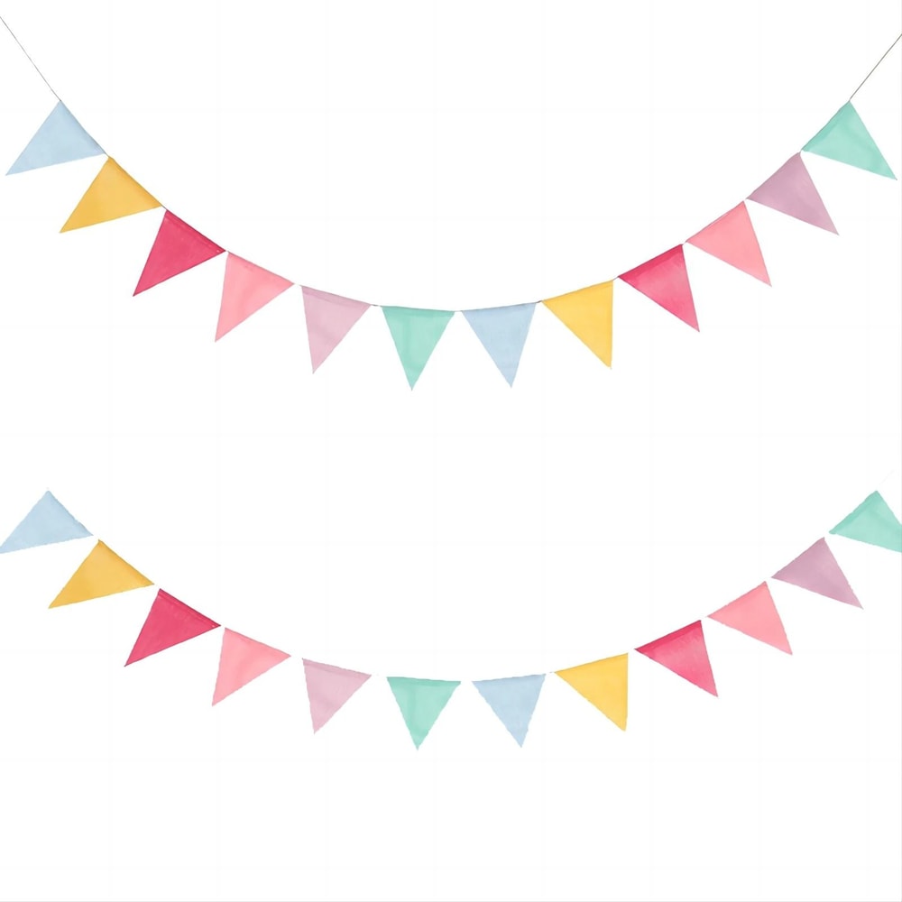 Vintage Rainbow Burlap Bunting Flags Party Banner With Rope 7