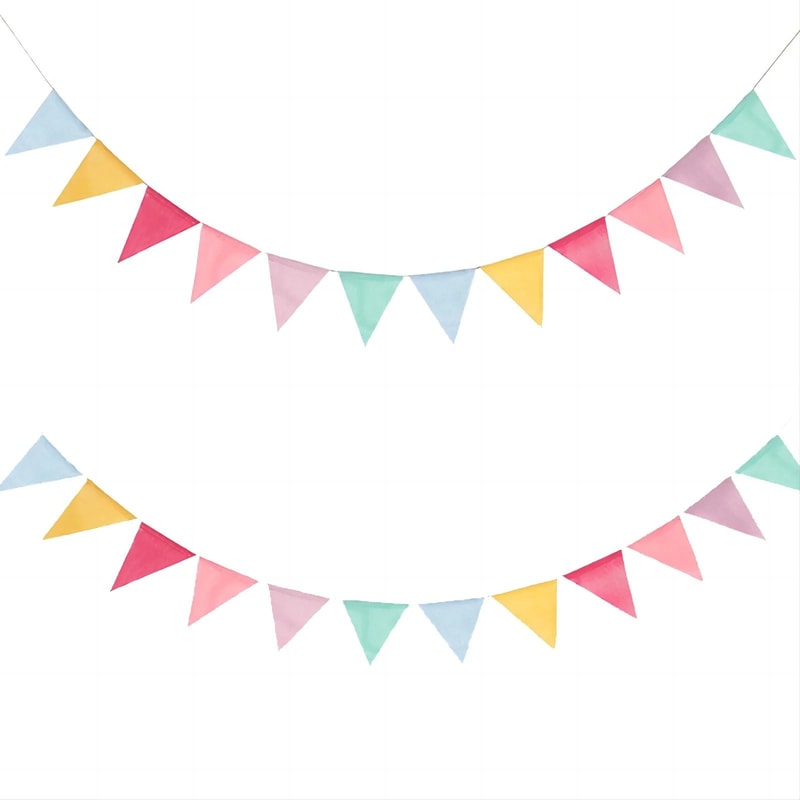 Vintage Rainbow Burlap Bunting Flags Party Banner With Rope 7