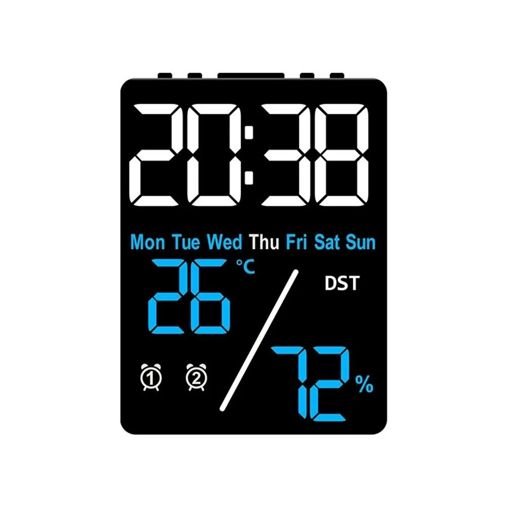 Digital Alarm Clock With Temperature Humidity Date And Dual Alarms LED Display 0