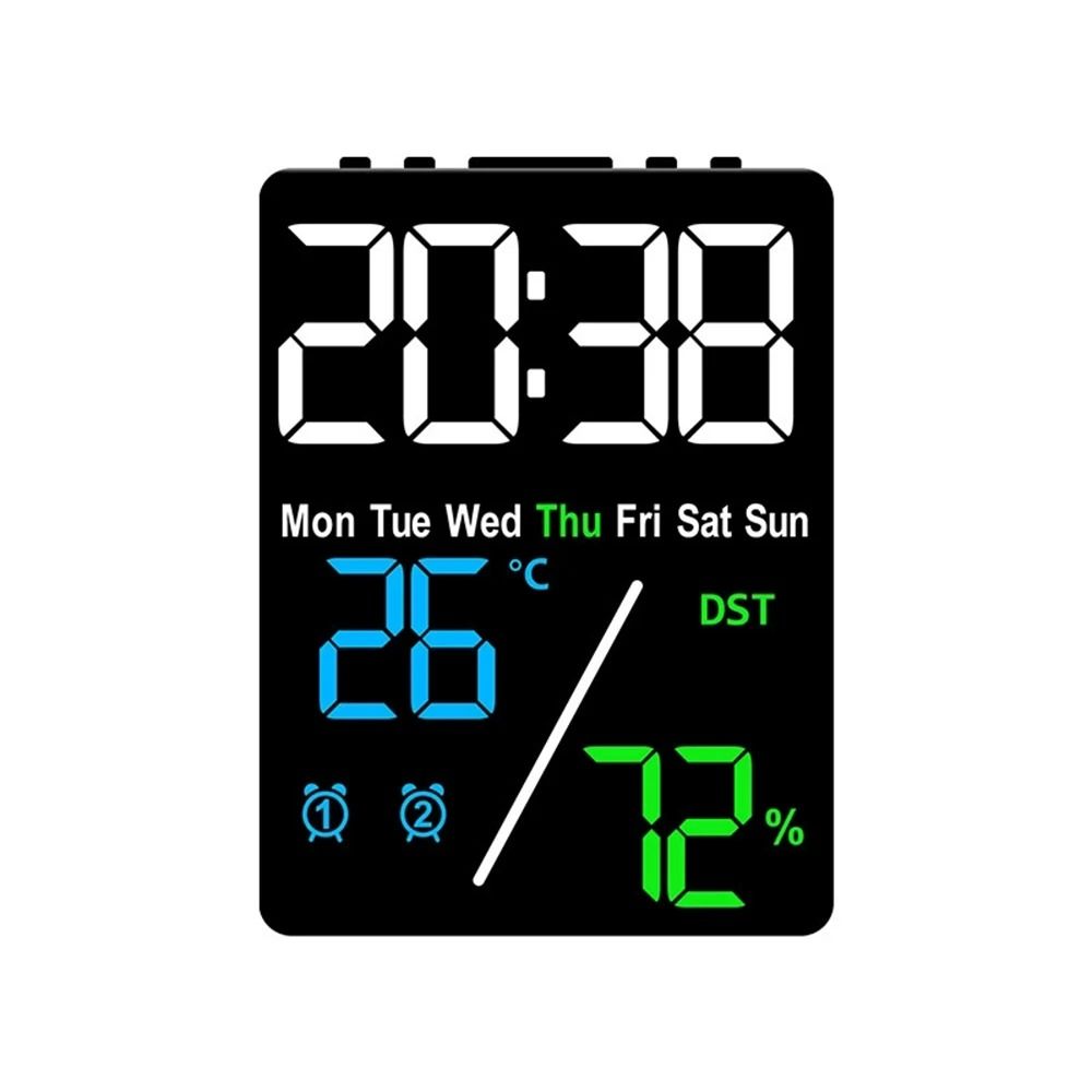 Digital Alarm Clock With Temperature Humidity Date And Dual Alarms LED Display 5