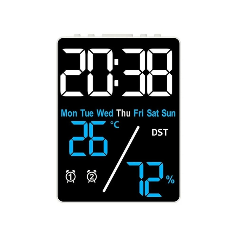 Digital Alarm Clock With Temperature Humidity Date And Dual Alarms LED Display 6
