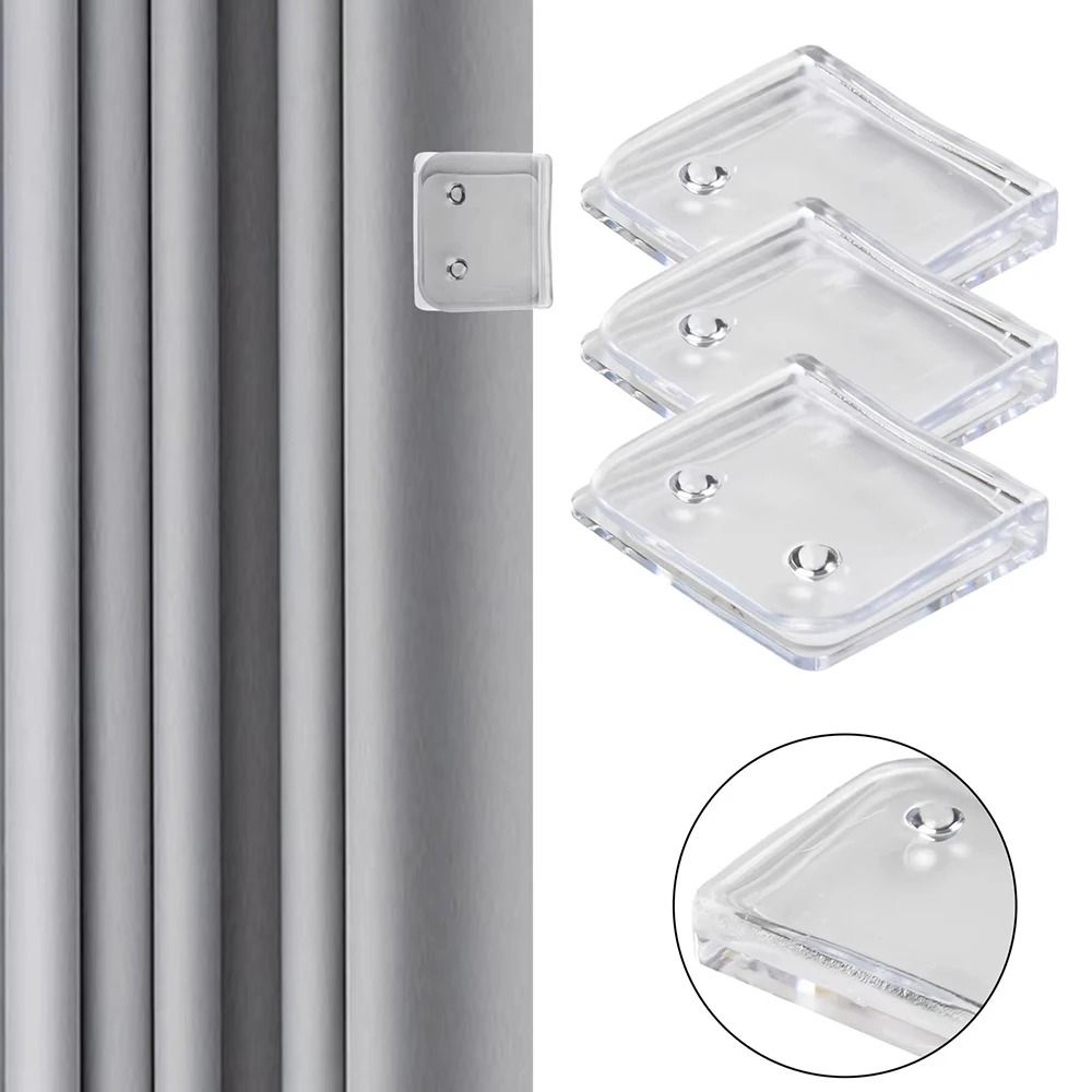 Non Punch Shower Curtain Clips Splash Guard Adhesive Curtain Retainers Set Of 4 1