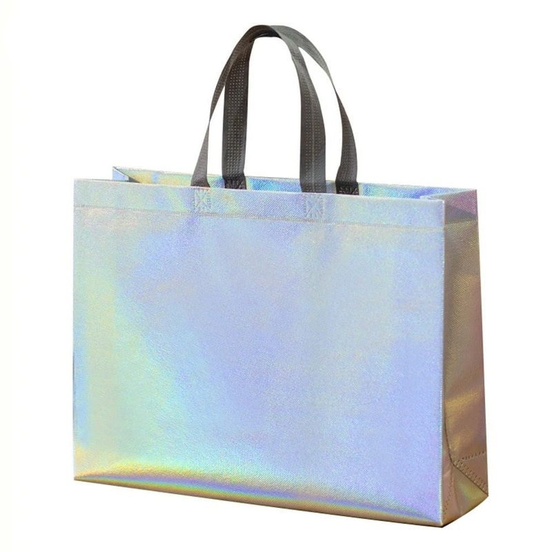 Reusable Silver Gift Tote Bags Party Favor And Shopping Bags Set Of 5 1