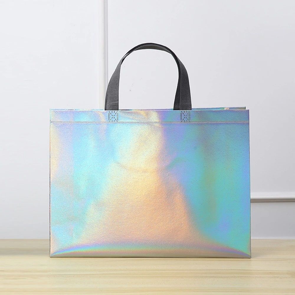 Reusable Silver Gift Tote Bags Party Favor And Shopping Bags Set Of 5 4