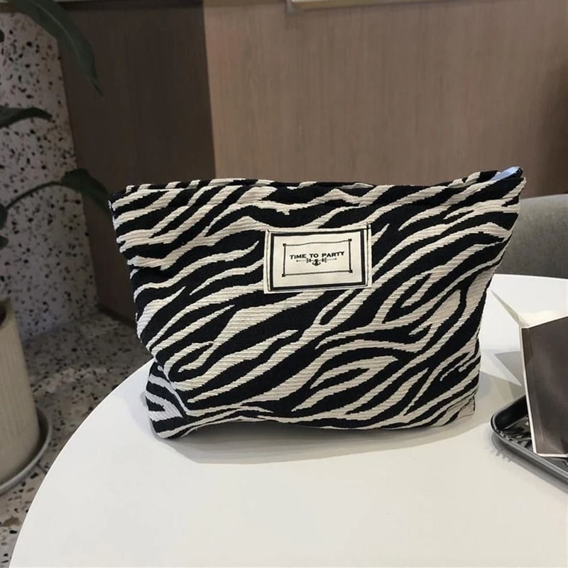 Zebra Print Makeup Bag Large Capacity Cosmetic And Toiletry Storage Pouch 4
