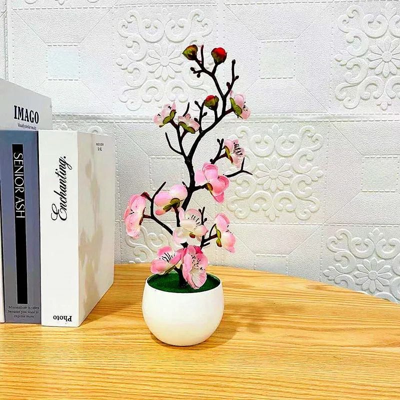 Artificial Plum Blossom Potted Plant Desktop Flower Decor For Home And Office 10