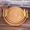 Woven Rattan Round Storage Basket Tray With Strap Handle For Snacks And Picnic 4