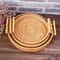 Woven Rattan Round Storage Basket Tray With Strap Handle For Snacks And Picnic 8