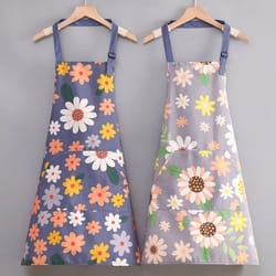 cartoon sunflower kitchen apron adjustable strap sleeveless cooking apron with pocket
