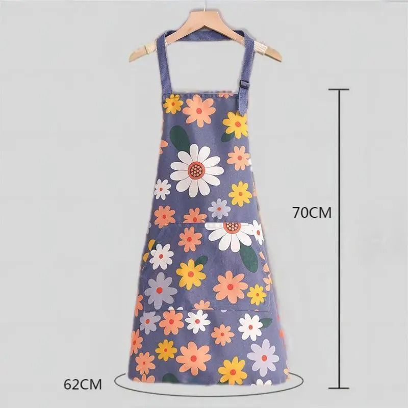 Cartoon Sunflower Kitchen Apron Adjustable Strap Sleeveless Cooking Apron With Pocket 5