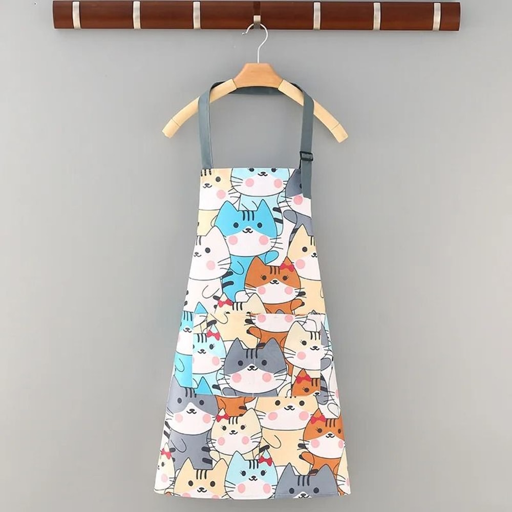 Cartoon Sunflower Kitchen Apron Adjustable Strap Sleeveless Cooking Apron With Pocket 6