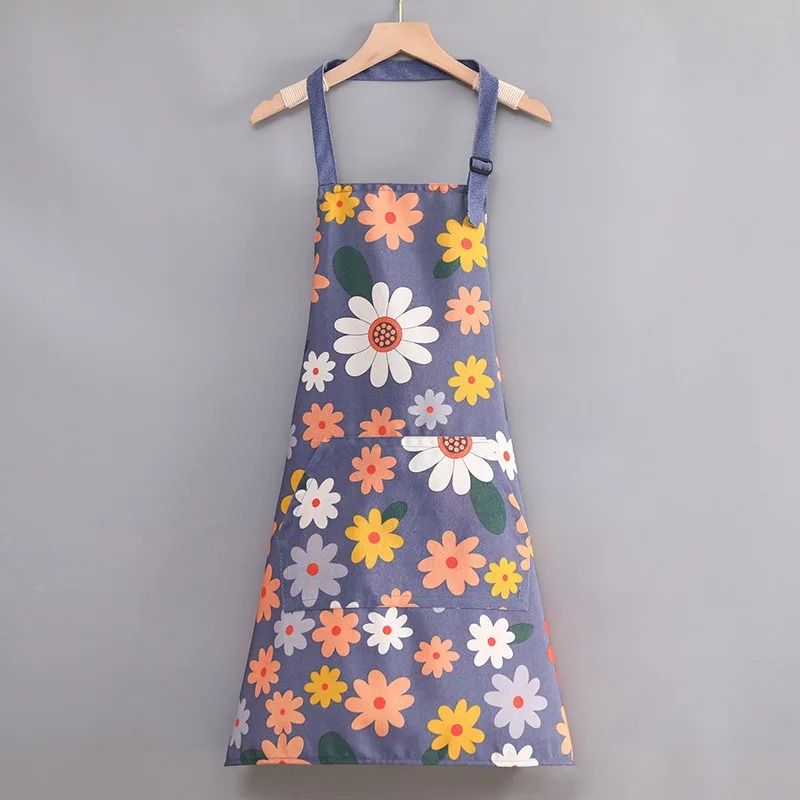 Cartoon Sunflower Kitchen Apron Adjustable Strap Sleeveless Cooking Apron With Pocket 8