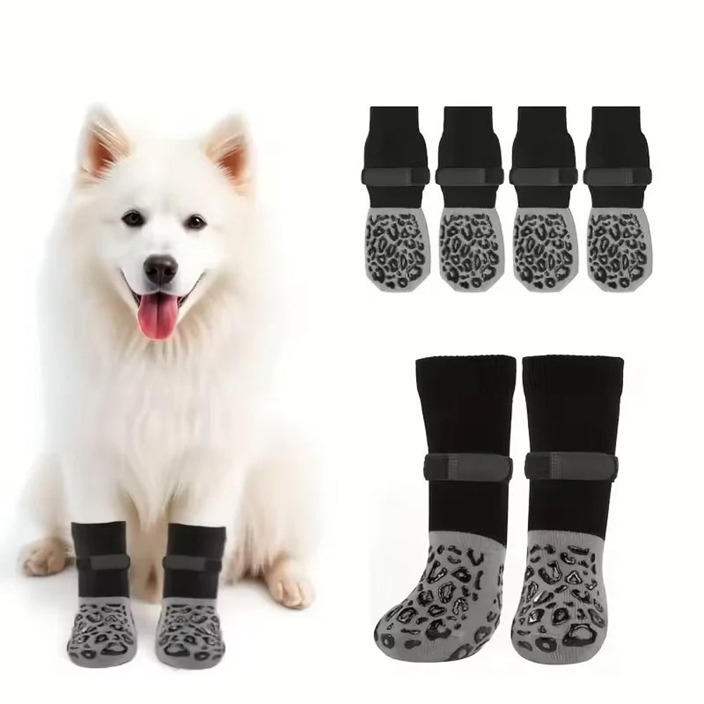 Waterproof Dog Paw Protectors Anti Slip Boots Set Of 4 With Adjustable Straps 0
