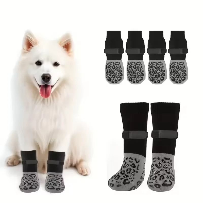 Waterproof Dog Paw Protectors Anti Slip Boots Set Of 4 With Adjustable Straps 0